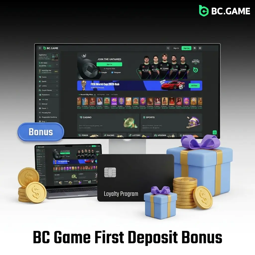 BC Game first deposit bonus ladder in India showing 220% to 500% rakeback on the first four deposits
