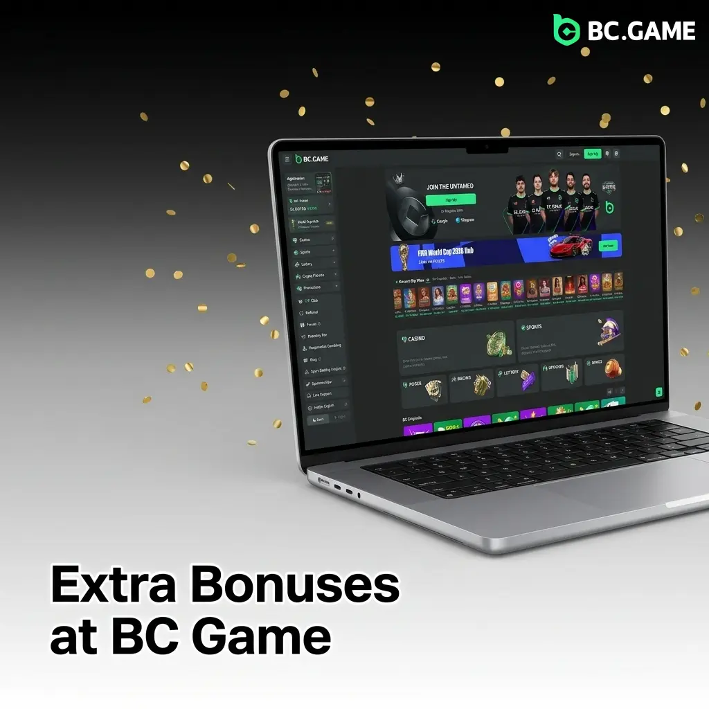 BC Game extra bonus promotion cards for VIP rewards, rakeback, reloads, cashback, lottery and bonus codes