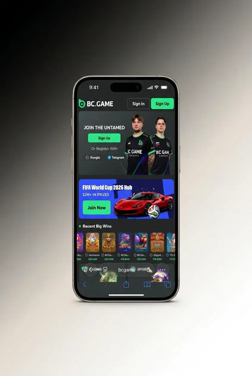 BC Game iOS app install guide showing Safari steps to add the web app to an iPhone Home Screen
