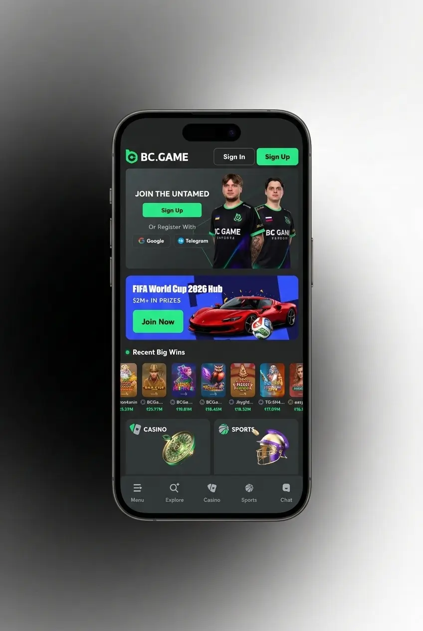 BC Game slots guide showing 5 steps: log in, choose slots, try demo, check paytable and set spins