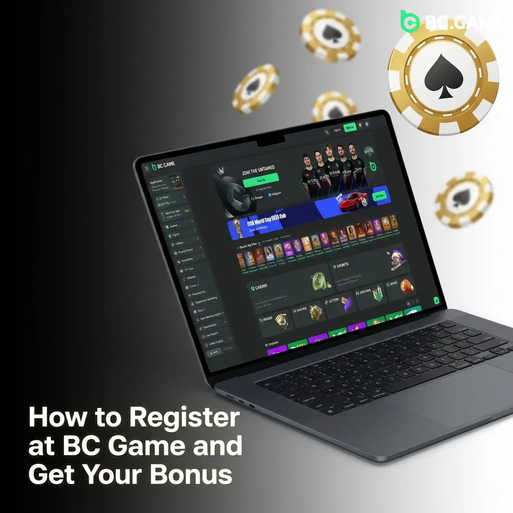 BC Game sign up page showing registration steps and bonus options after login